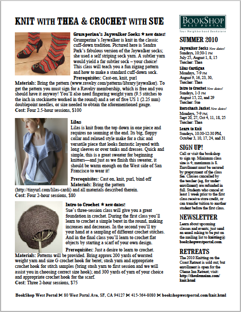 July 2010 Knitting Flyer